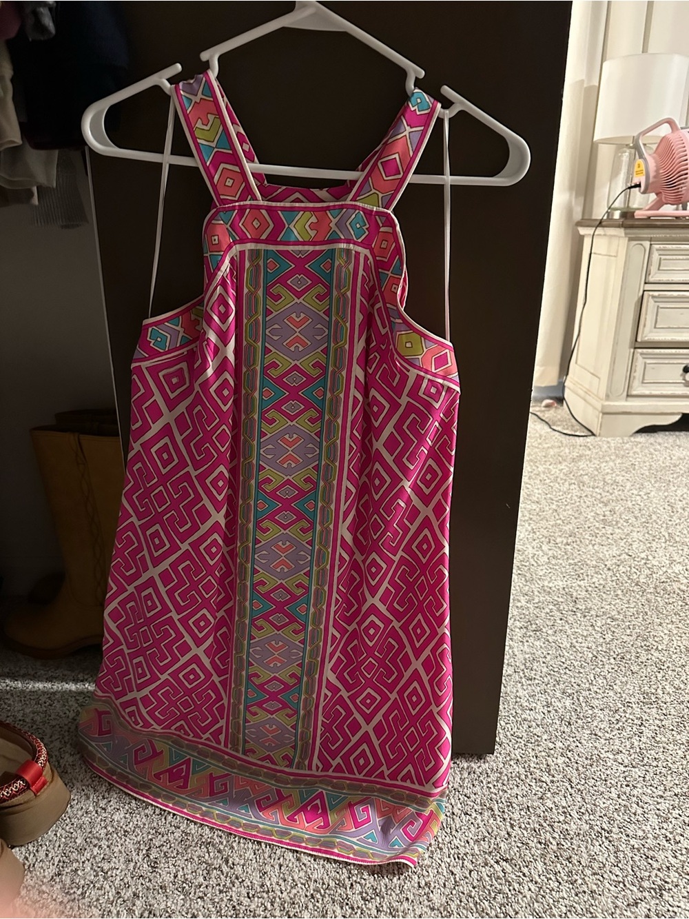 Alice & Trixie Hot Pink Printed Sleeveless Shift Dress
